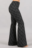 Chatoyant Plaid Print Flared Bell Pants Charcoal