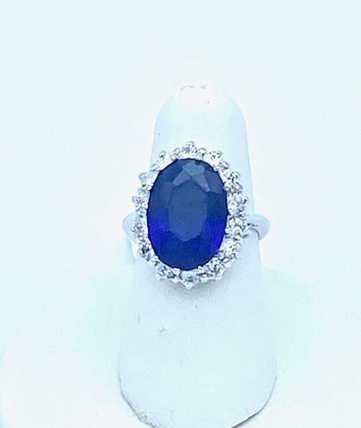 Princess Kate Oval Blue CZ