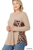 Zenana Plus Size Contrast Side Panel  Leopard Print Tunic Top