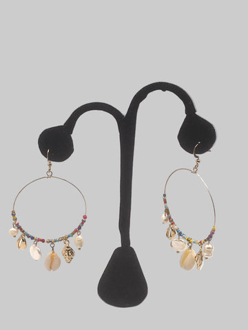BoHo Gold Fashion Beaded Shell Earrings