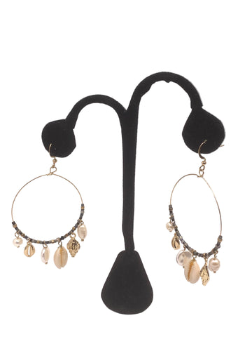 BoHo Gold Fashion Beaded Shell Earrings