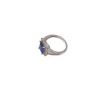 925 Silver Blue Sapphire Halo Ring