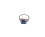 925 Silver Blue Sapphire Halo Ring