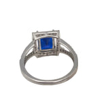 925 Silver Blue Sapphire Halo Ring