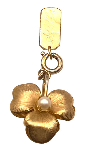Vintage 12KT Gold Filled Stella 3 Leaf Pearl Pendant