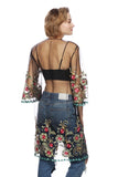 Flower Embroidery Mesh Kimono