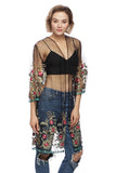 Flower Embroidery Mesh Kimono