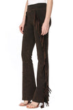 T-Party Fold Over Waist Mineral Wash Fringe Pants