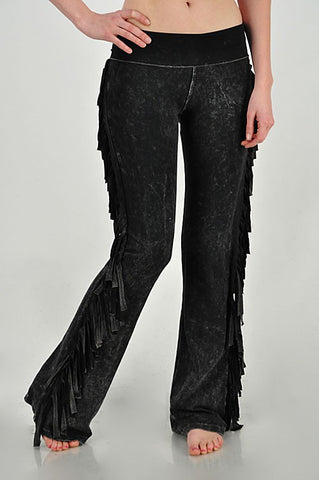 T-Party Side Fringe Mineral Wash Bootcut Pants