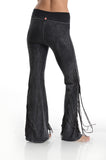 T-Party Mineral Wash Fringe Yoga Pants Black