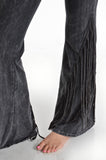 T-Party Mineral Wash Fringe Yoga Pants Black