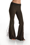 T-Party Mineral Wash Fringe Yoga Pants Brown