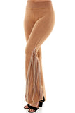 T-Party Mineral Wash Fringe Yoga Pants Camel