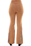 T-Party Mineral Wash Fringe Yoga Pants Camel