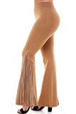 T-Party Mineral Wash Fringe Yoga Pants Camel