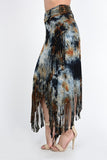 T-Party Multi-Color Tie Dye Fringe Skirt
