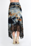 T-Party Multi-Color Tie Dye Fringe Skirt