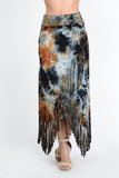 T-Party Multi-Color Tie Dye Fringe Skirt