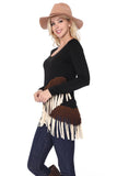 T-Party Western Tri Color Long Sleeve Top Black