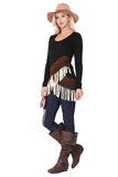 T-Party Western Tri Color Long Sleeve Top Black