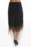 T-Party Western Tri Color Hi-Lo Fringe Skirt Black