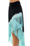 T-Party Western Tri Color Hi-Lo Fringe Skirt Turquoise