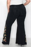 T-Party Plus Size Mineral Wash Embroidery Fold Over Waist Pants