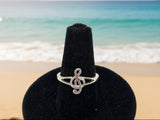 Sterling Silver 925 Treble Clef Music Note Ring Size 5