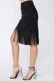 Vocal Faux Suede Fringe Skirt