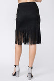 Vocal Faux Suede Fringe Skirt