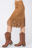 Vocal Faux Suede Fringe Skirt