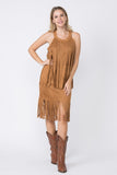 Vocal Faux Suede Fringe Skirt