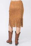 Vocal Faux Suede Fringe Skirt