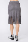 Vocal Faux Suede Fringe Skirt