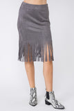 Vocal Faux Suede Fringe Skirt