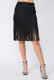 Vocal Faux Suede Fringe Skirt