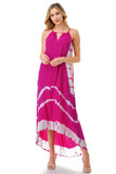 Venice Blue Hi-Lo Maxi Tie Dye Dress 4 Fabulous Colors