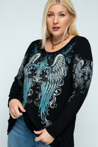 Vocal Plus Size Crystal Long Sleeve