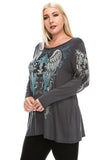 Vocal Plus Size Crystal Long Sleeve