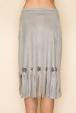 Vocal Faux Suede Overlay Fringe Skirt