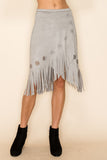 Vocal Faux Suede Overlay Fringe Skirt