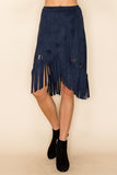 Vocal Faux Suede Overlay Fringe Skirt