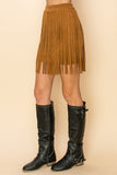 Vocal Faux Suede Fringe Mini Skirt