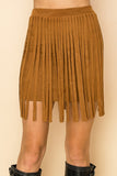 Vocal Faux Suede Fringe Mini Skirt