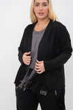 Vocal Plus Size Faux Long Sleeve Jacket with Fringe