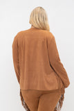 Vocal Plus Size Faux Long Sleeve Jacket with Fringe