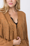 Vocal Faux Long Sleeve Jacket with Fringe & Studs