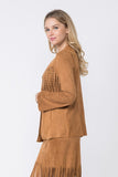 Vocal Faux Long Sleeve Jacket with Fringe & Studs