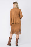 Vocal Faux Long Sleeve Jacket with Fringe & Studs