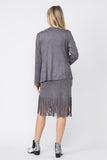 Vocal Faux Long Sleeve Jacket with Fringe & Studs